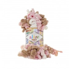 ALIZE PUFFY COLOR 6046 розовый/беж/белый